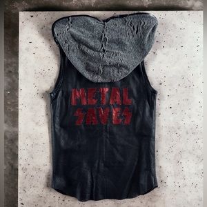 Mens leather vest heavy metal punk biker